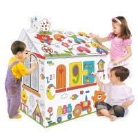 DIY Doodle Baby House, Foldable Cardboard Coloring Playhouse with 6 Coloring Pens for Kids - Z026