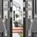 Double Door Lock Set, Front Entrance Door Handle Set with Single Cylinder Deadbolt and Lever Handle (Satin-Nickel) - S-S117