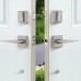 Double Door Lock Set, Front Entrance Door Handle Set with Single Cylinder Deadbolt and Lever Handle (Satin-Nickel) - S-S117