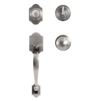 Front Door Handle Set, Deadbolt, Satin Nickel, Reversible