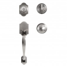 Front Door Handle Set, Deadbolt, Satin Nickel, Reversible