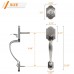 Front Door Handle Set, Deadbolt, Satin Nickel, Reversible