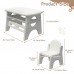 Childrens Drawing Board Table and Chair Set, Multifunctional Activity Table with Storage Shelf (Grey) - SQZY1040