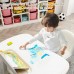 Childrens Drawing Board Table and Chair Set, Multifunctional Activity Table with Storage Shelf (Grey) - SQZY1040