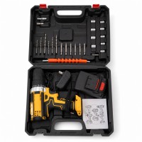 Cordless Drill Tool Set with Battery, Charger, Bits and Case
