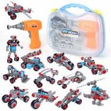 Arkmiido 12 in 1 Puzzle Toy, 282 PCS Construction Building Electric Drill Set, Creative Puzzles Assembly 3D DIY Toy,