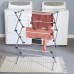 Foldable Drying Rack, Collapsible Steel Laundry Clothes Drying Rack for Air Drying Clothing, 42" x 29" x 14.2" (White/Silver) - DRY-09065