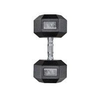 Fixed Dumbbell, 60LB Rubber Coated Dumbbell Free Weights with Solid Cast-Iron Core Grip for Strength Training, Home, Gym - 1021344