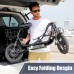 Adult Electric Scooter with Seat, 750W Motor, 14-Inch Pneumatic Tires, Front & Rear Disc Brakes, LCD Display, LED Headlight, Rear Basket, Folding Electric Scooter for Commuting, Gray and white Model HBCP1401