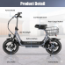 Adult Electric Scooter with Seat, 750W Motor, 14-Inch Pneumatic Tires, Front & Rear Disc Brakes, LCD Display, LED Headlight, Rear Basket, Folding Electric Scooter for Commuting, Gray and white Model HBCP1401