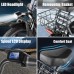 Adult Electric Scooter with Seat, 750W Motor, 14-Inch Pneumatic Tires, Front & Rear Disc Brakes, LCD Display, LED Headlight, Rear Basket, Folding Electric Scooter for Commuting, Gray and white Model HBCP1401