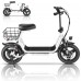 Adult Electric Scooter with Seat, 750W Motor, 14-Inch Pneumatic Tires, Front & Rear Disc Brakes, LCD Display, LED Headlight, Rear Basket, Folding Electric Scooter for Commuting, Gray and white Model HBCP1401