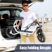 Adult Electric Scooter with Seat, 750W Motor, 14-Inch Pneumatic Tires, Front & Rear Disc Brakes, LCD Display, LED Headlight, Rear Basket, Folding Electric Scooter for Commuting, Gray and white Model HBCP1401