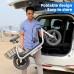Adult Electric Scooter with Seat, 750W Motor, 14-Inch Pneumatic Tires, Foldable Handlebar, Rear Basket, Front & Rear Disc Brakes, LED Lights, LCD Display, Black Commuter E-Scooter Model P1402