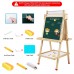 2-in-1 Wooden Adjustable Art Easel Double-Sided Standing Drawing Easel with Paper Roll, Chalkboard & Magnetic Whiteboard for Kids Toddlers