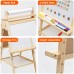 2-in-1 Wooden Adjustable Art Easel Double-Sided Standing Drawing Easel with Paper Roll, Chalkboard & Magnetic Whiteboard for Kids Toddlers