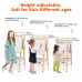 2-in-1 Wooden Adjustable Art Easel Double-Sided Standing Drawing Easel with Paper Roll, Chalkboard & Magnetic Whiteboard for Kids Toddlers