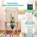 2-in-1 Wooden Adjustable Art Easel Double-Sided Standing Drawing Easel with Paper Roll, Chalkboard & Magnetic Whiteboard for Kids Toddlers