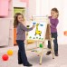 2-in-1 Wooden Adjustable Art Easel Double-Sided Standing Drawing Easel with Paper Roll, Chalkboard & Magnetic Whiteboard for Kids Toddlers