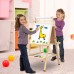 2-in-1 Wooden Adjustable Art Easel Double-Sided Standing Drawing Easel with Paper Roll, Chalkboard & Magnetic Whiteboard for Kids Toddlers