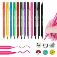 12 PCS Edible Food Decorating Pen, DIY Fine and Thick Tip Coloring Pens for Cookies, Cakes, Pastries, Party Decorating (10 Colors)