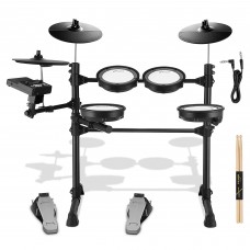 DONNER Electric Drum Set, 8-Piece Mesh Drum Set with 195 Sounds, Drum Sticks, Audio Cables, Iron Metal Support for Beginners (DED-100)