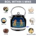 1.7L Electric Kettle with Thermometer, Retro Stainless Steel Water Tea Maker with Limescale Filter, Automatic Shut-Off (Black) - BT-K15T