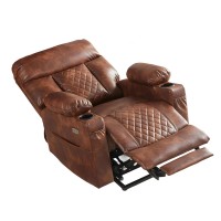 Electric Recliner Chair, Power Recliner with Heat and Massage, Dual Motor, Cupholder, USB & Type C Ports, Extended Footrest - 8163
