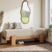 55-Inch Upholstered Entryway Bench, Padded Seat, Beige and Oak
