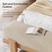55-Inch Upholstered Entryway Bench, Padded Seat, Beige and Oak