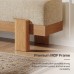 55-Inch Upholstered Entryway Bench, Padded Seat, Beige and Oak