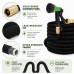 25 FT Expandable Garden Hose, Lightweight Anti Kink Flexible Garden Hose with 8 Function Nozzle, 3/4 inch Diameter, Extra Strength Fabric (Black) - JB25