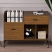 File Cabinet, 100 x 40 cm Lateral Filing Cabinet with 2 Drawers, Printer Stand, Open Storage Shelves for Home, Office - FS001001