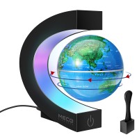 Magnetic Floating World Globe with LED Light, C Shape Anti Gravity Magnetic Levitation Decor for Deks, Office, Home