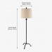 Floor Lamp with Beige Fabric Drum Shade, Black Metal 3-Leg Base, 59.1 in Tall Standing Lamp for Living Room, Bedroom, Reading Nook, Home Office Décor, Warm Accent Lighting