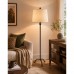 Floor Lamp with Beige Fabric Drum Shade, Black Metal 3-Leg Base, 59.1 in Tall Standing Lamp for Living Room, Bedroom, Reading Nook, Home Office Décor, Warm Accent Lighting