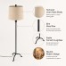 Floor Lamp with Beige Fabric Drum Shade, Black Metal 3-Leg Base, 59.1 in Tall Standing Lamp for Living Room, Bedroom, Reading Nook, Home Office Décor, Warm Accent Lighting