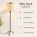 Floor Lamp with Beige Fabric Drum Shade, Black Metal 3-Leg Base, 59.1 in Tall Standing Lamp for Living Room, Bedroom, Reading Nook, Home Office Décor, Warm Accent Lighting