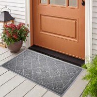 24" x 36" PVC Non-Slip Door Mat, Large Waterproof Indoor Outdoor Heavy Duty Floor Mat for Doors, Garage, Patio, Pets (Grey)