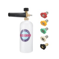 MATCC Adjustable Foam Cannon, 1L Bottle Snow Foam Lance with 1L Bottle with 1/4'' Quick Connector, 5 Pressure Washer Nozzles for Car Outdoor Cleaning