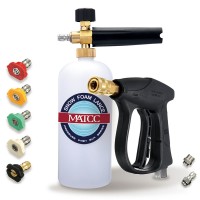 MATCC Adjustable Foam Cannon Sprayer Set with Snow Foam Lance, 5 Spray Nozzles, 3/8" M22 Quick Connectors for Power Pressure Washer