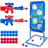 Shooting Game Toy 2-Pack Foam Ball Popper Air Toy Guns with Standing Shooting Target, 24 Foam Balls for Indoor Outdoor Play