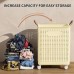 Foldable Rolling Laundry Basket, Large Capacity Wheeled Storage Basket with Handles for Home, Laundry, Dormitories (Beige)