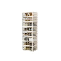 Foldable Shoe Cabinet , 140 cm Tall, 8-Tier Stackable Shoe Storage Organizer Space-Saving Shoe Rack Tower for Closet, Entryway, Bedroom Model TS102T-8