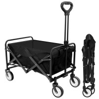 Foldable Utility Wagon, 220lbs Capacity Portable Folding Cart with Wheels for Shopping, Camping, Outdoor Activities (Black) - S23090800512900116