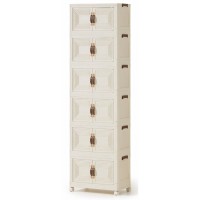 6-Tier Folding Storage Cabinet with Wheels Stackable Plastic Organizer with Magnetic Doors Slim Vertical Storage 52×31×170cm Bedroom, Office, Kitchen 6-Tier Folding Storage Cabinet with Wheels Stackable Plastic Organizer with Magnetic Doors Slim Vertical Storage 52×31×170cm Bedroom, Office, Kitchen