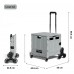 Foldable Storage Box, Folding Shopping Cart with 4 Rotating Wheels, Telescopic Handle for Shopping, Camping, Transport (Grey) - 8039-2
