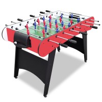 48 Inch Foosball Table, Competitive Table Soccer Game Set with Ergonomic Handles, Chrome-Finished Hollow Steel Rods, Manual Scorekeepers, 2 Balls, Indoor Game Room Table Red Color