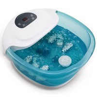 MaxKare Foot Spa Bath Massager with Heat, Bubbles & Vibration, Digital Temperature Control, 4 Massage Rollers (Green)