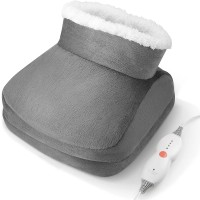 GASKY Electric Foot Warmer, Fast-Heating Under Desk Heating Pad with 4 Heat Levels, Auto Off, Up to Size US12M (Grey)